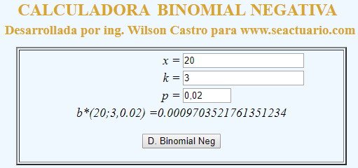 calculadora binomial negativa